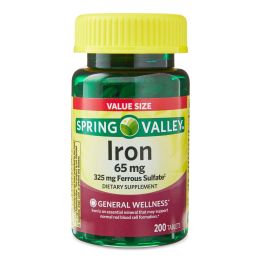 Spring Valley Iron Tablets Dietary Supplement Value Size;  65 mg;  200 Count