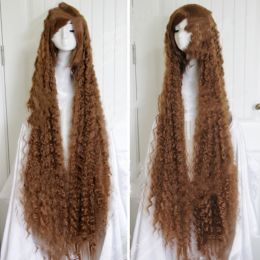 150cm Fashionable Brown Long Thread Curled Corn Perm Women's Wig